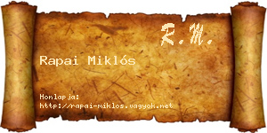 Rapai Miklós névjegykártya